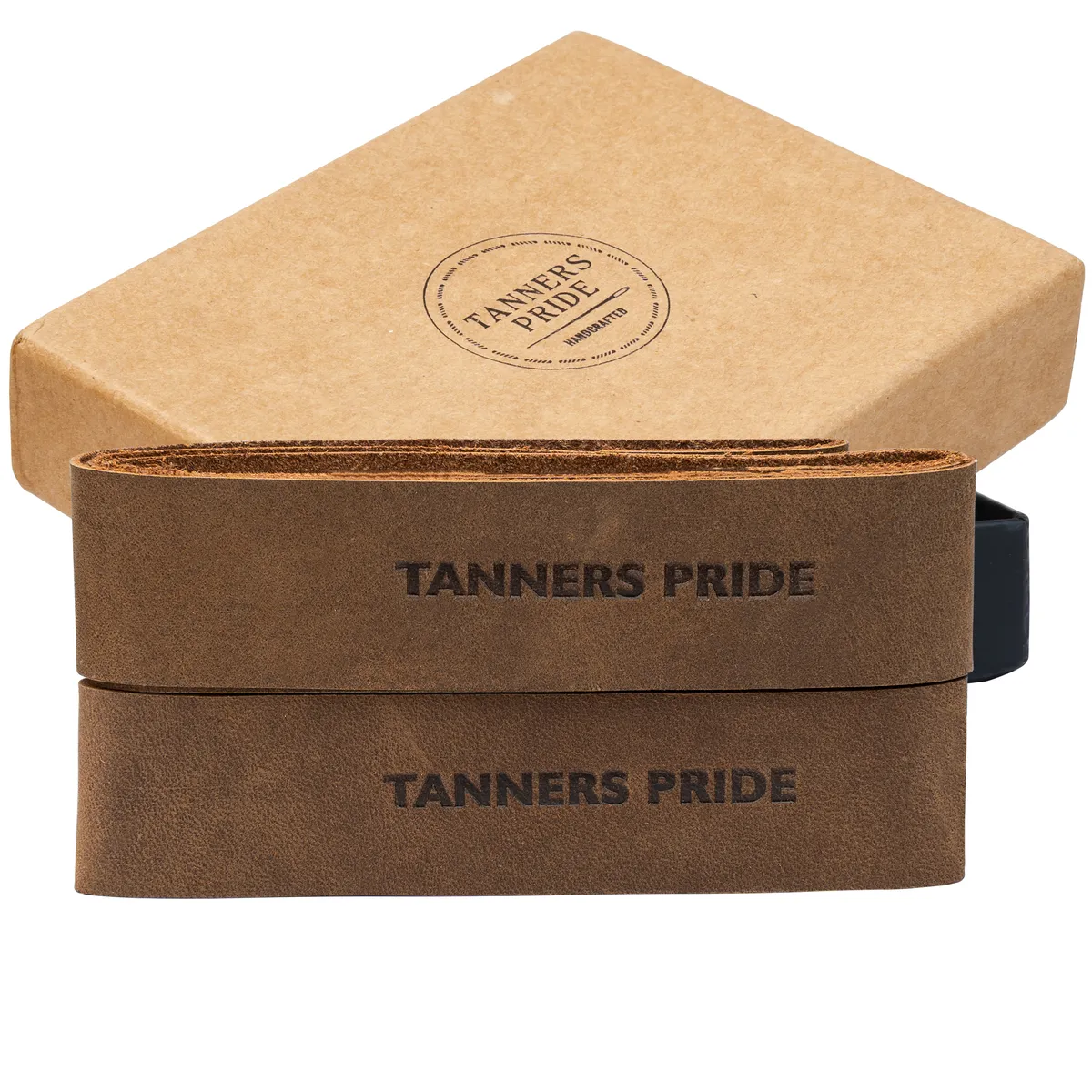Tanners Pride Genuine Leather Motorcycle Handle Grip Wraps - Tobacco Brown Handcrafted Full-Grain Leather (View 2)