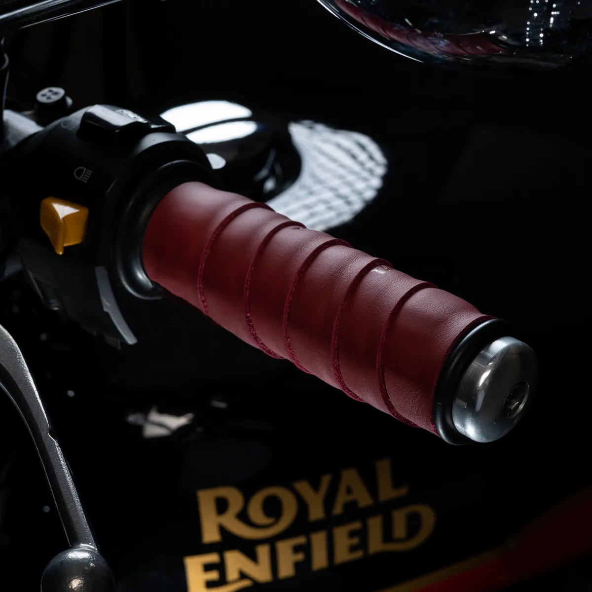 Genuine Leather Motorcycle Handle Grip Wraps