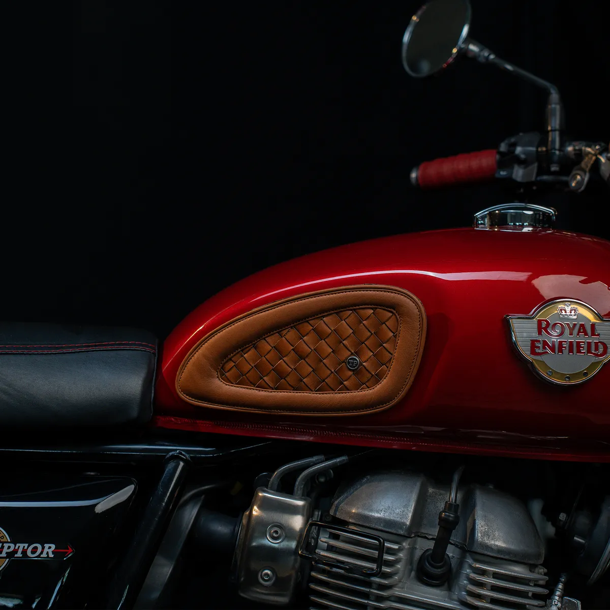 Tanners Pride Handweaved Tankpads (Interceptor 650) - Natural Tan Handcrafted Full-Grain Leather (View 5)