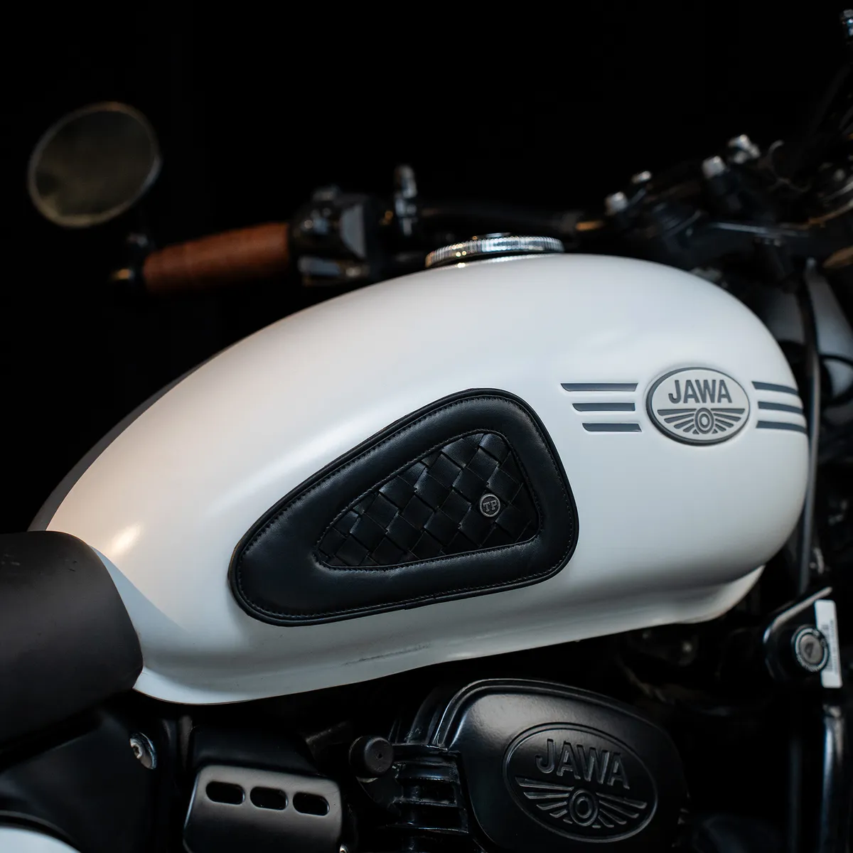Tanners Pride Handweaved Tankpads (Jawa) - Midnight Black Handcrafted Full-Grain Leather (View 1)