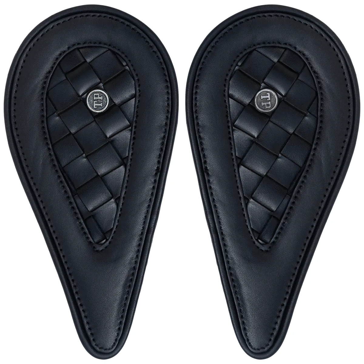 Tanners Pride Handweaved Tankpads (Meteor 350) - Midnight Black Handcrafted Full-Grain Leather (View 2)