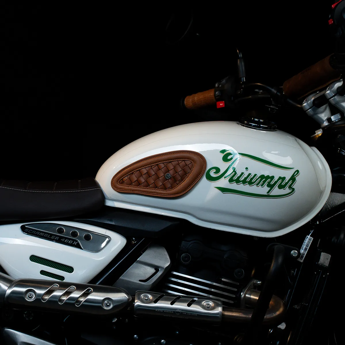 Tanners Pride Handweaved Tankpads (Triumph) - Natural Tan Handcrafted Full-Grain Leather (View 1)