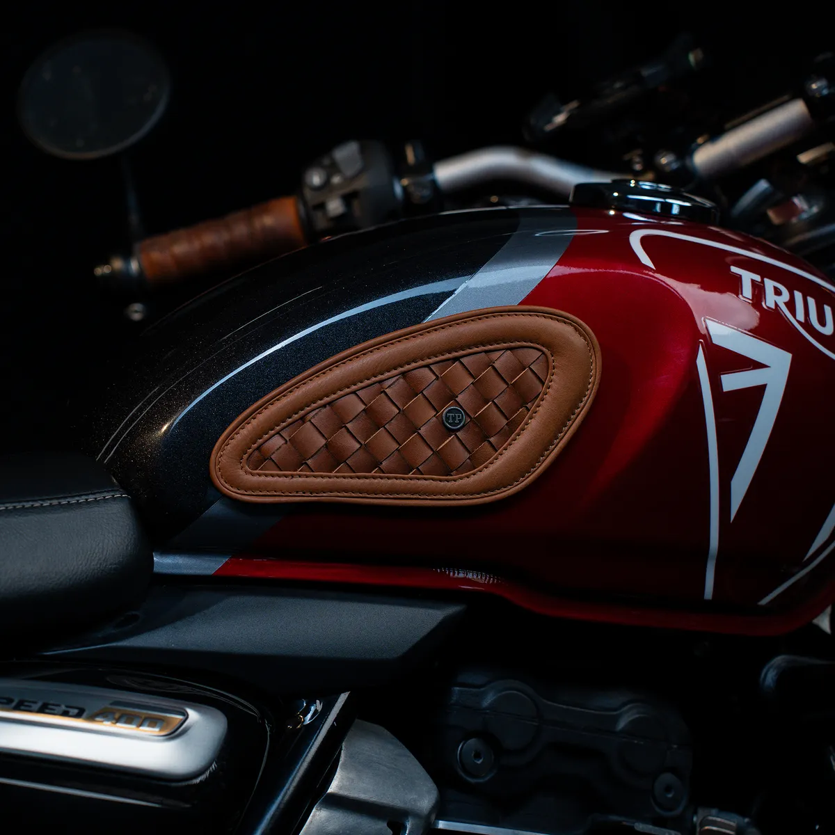 Tanners Pride Handweaved Tankpads (Triumph) - Natural Tan Handcrafted Full-Grain Leather (View 2)