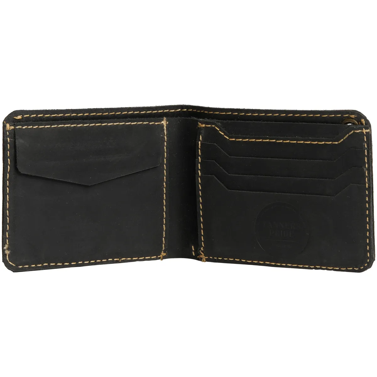 Tanners Pride Hunter Biker's Leather Wallet with Chain - Midnight Black Handcrafted Full-Grain Leather (View 1)