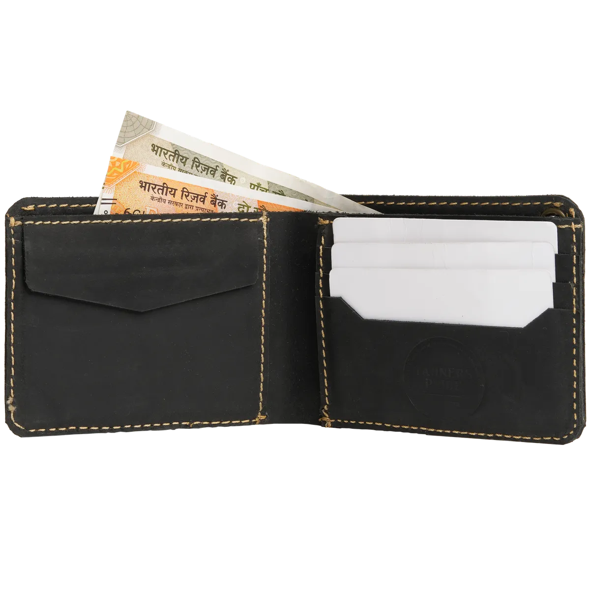 Tanners Pride Hunter Biker's Leather Wallet with Chain - Midnight Black Handcrafted Full-Grain Leather (View 7)