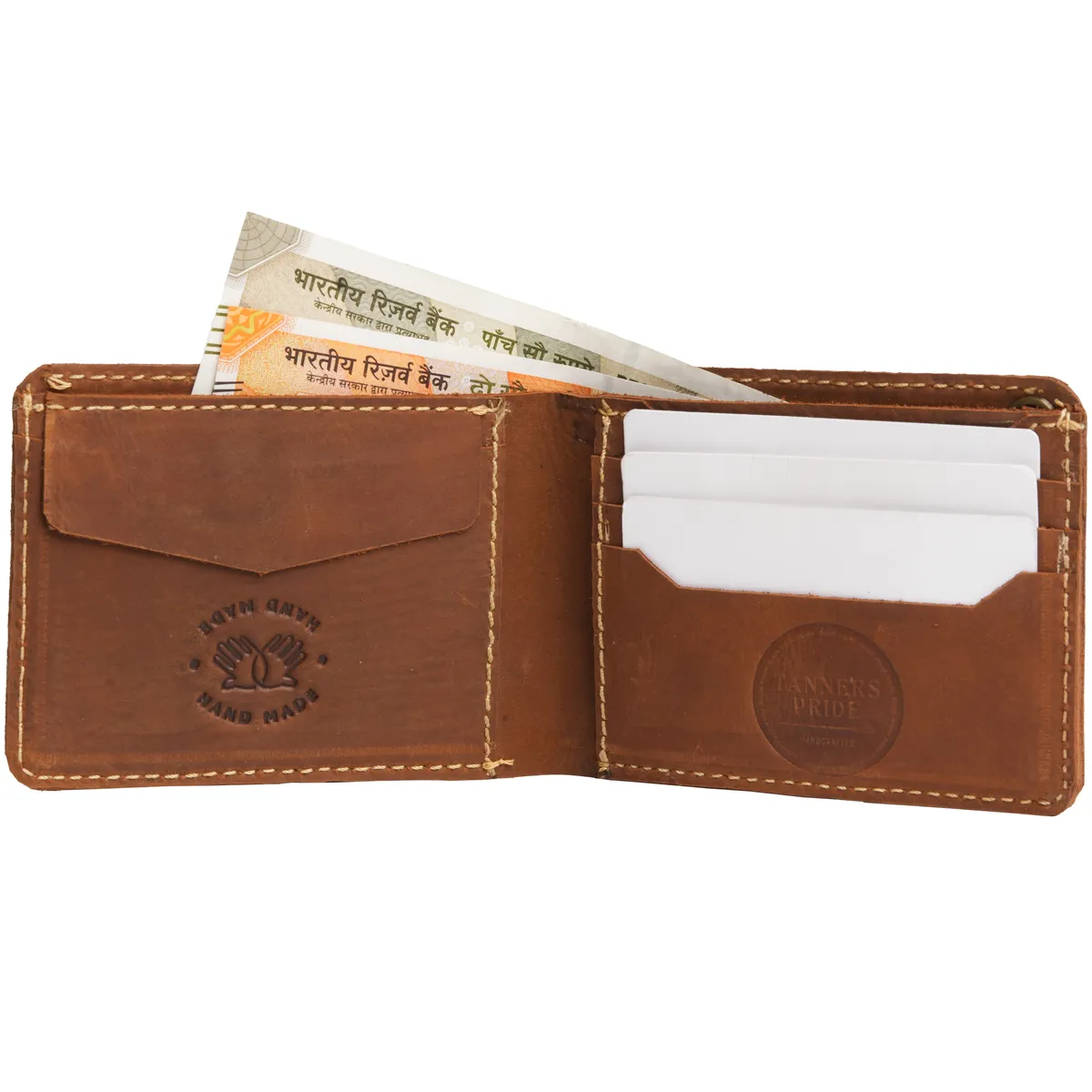 Tanners Pride Hunter Biker's Leather Wallet with Chain - Natural Tan Handcrafted Full-Grain Leather (View 3)
