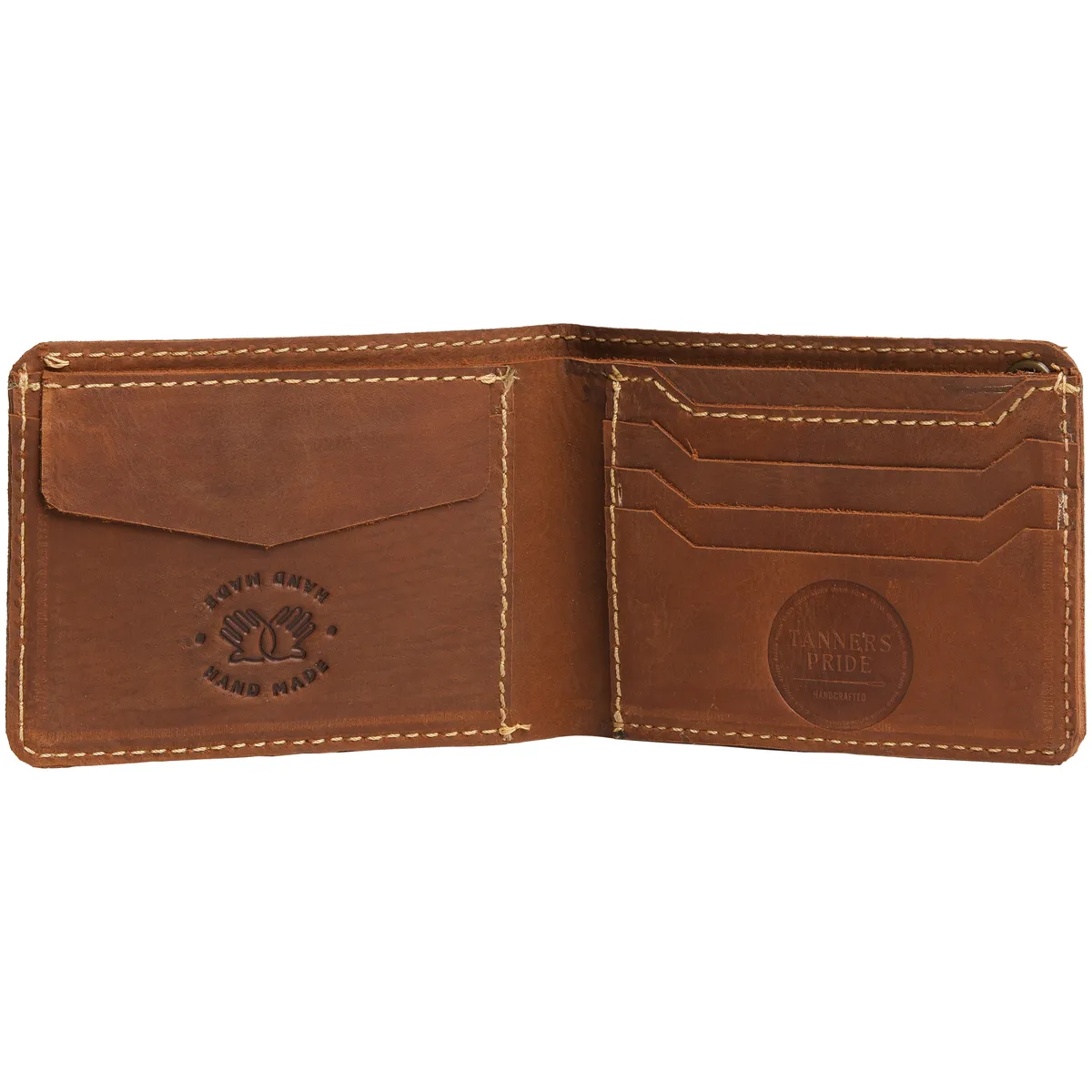 Tanners Pride Hunter Biker's Leather Wallet with Chain - Natural Tan Handcrafted Full-Grain Leather (View 4)