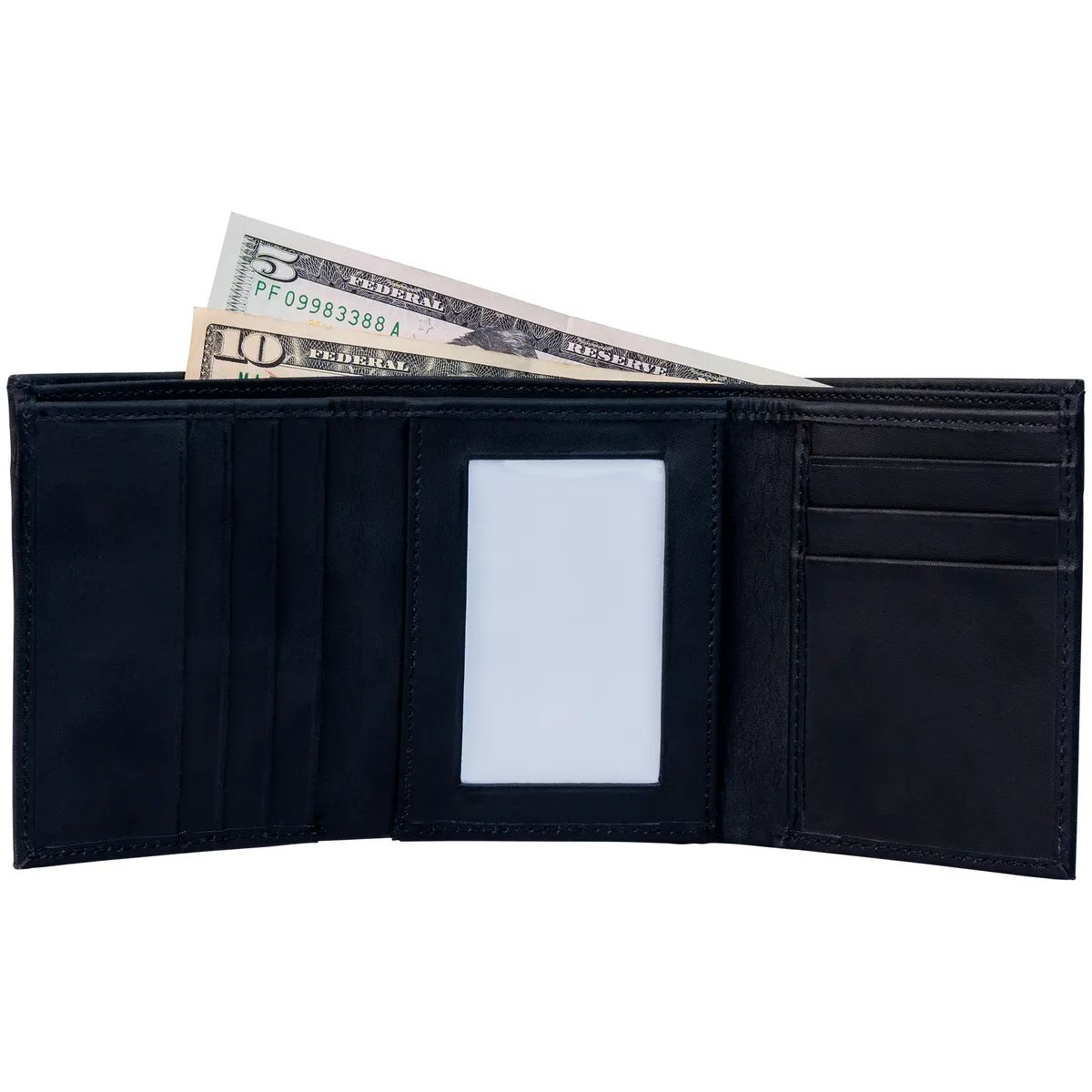 Tanners Pride Macon Genuine Leather RFID Wallet for Men | Tri-Fold Wallet - Midnight Black Handcrafted Full-Grain Leather (View 2)
