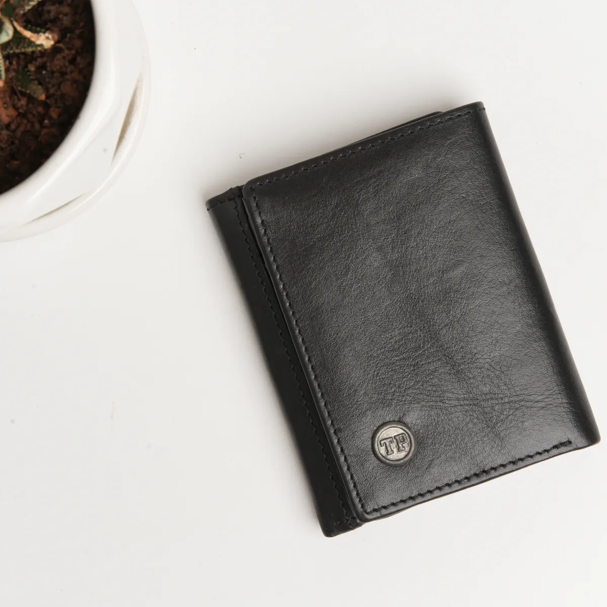 Tanners Pride Macon Genuine Leather RFID Wallet for Men | Tri-Fold Wallet - Midnight Black Handcrafted Full-Grain Leather (View 3)