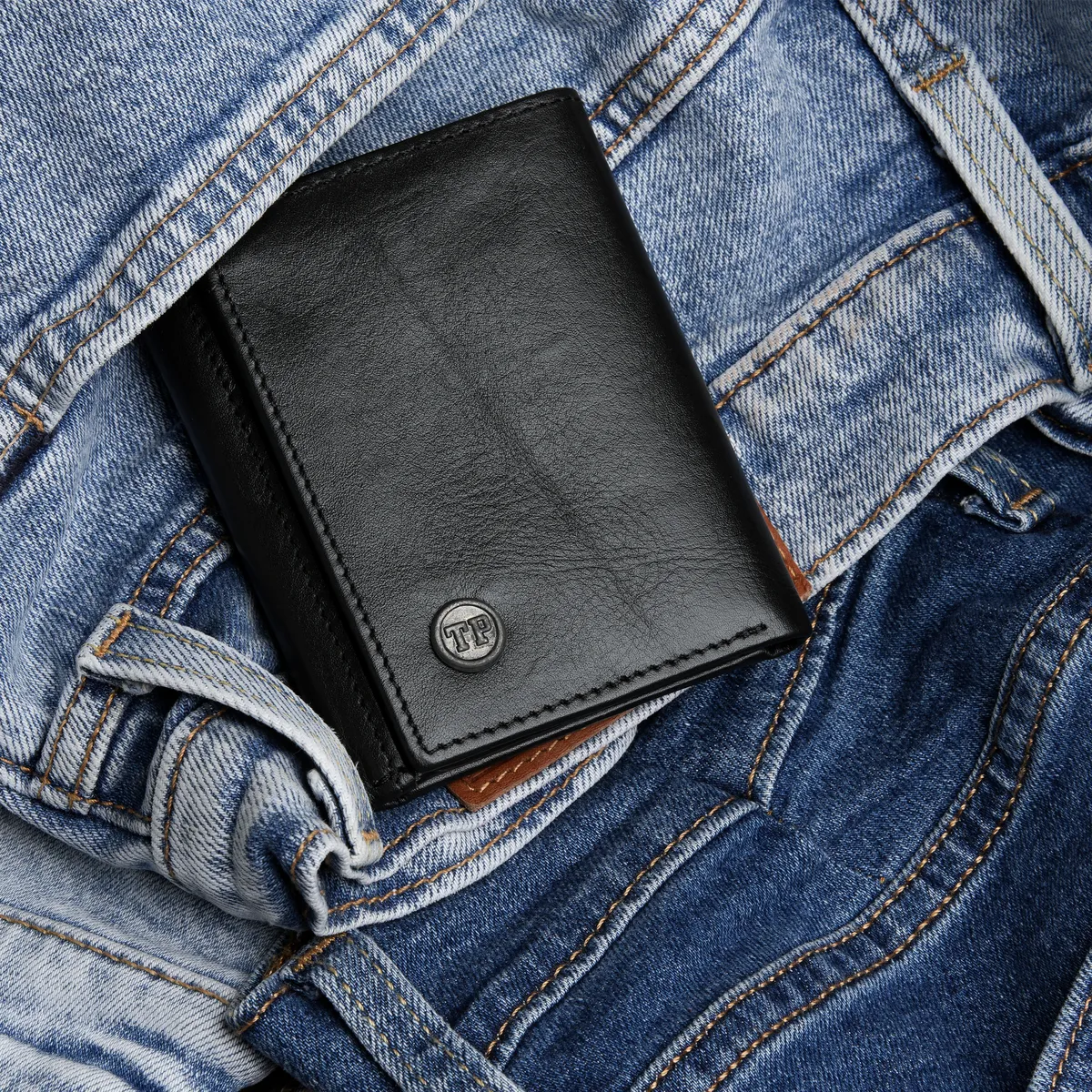 Tanners Pride Macon Genuine Leather RFID Wallet for Men | Tri-Fold Wallet - Midnight Black Handcrafted Full-Grain Leather (View 8)