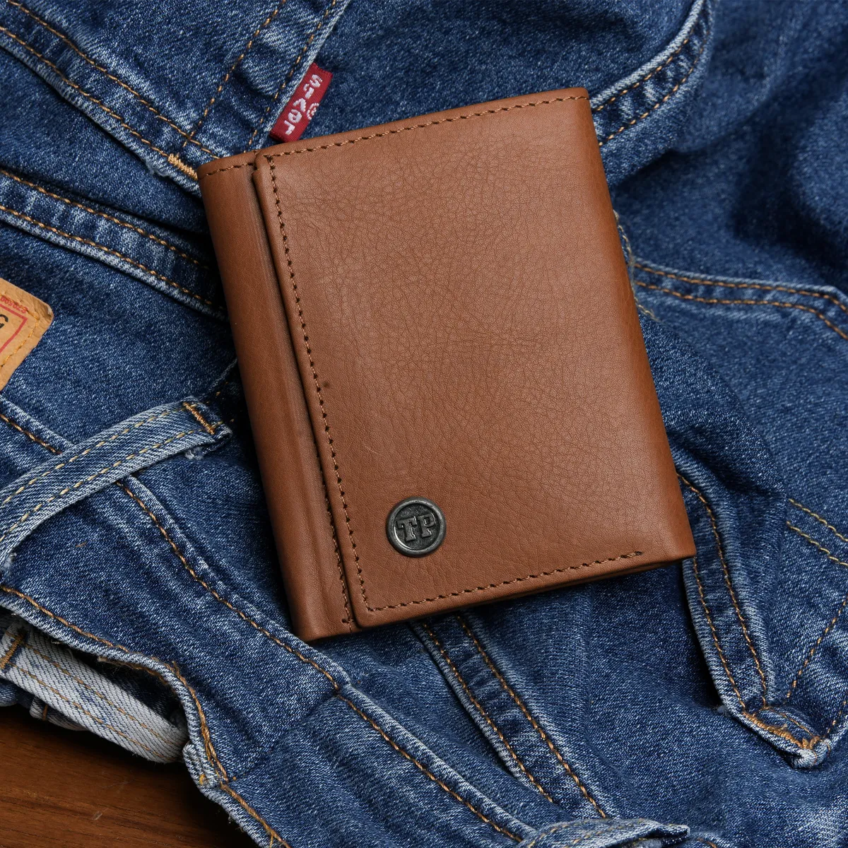 Tanners Pride Macon Genuine Leather RFID Wallet for Men | Tri-Fold Wallet - Natural Tan Handcrafted Full-Grain Leather (View 6)