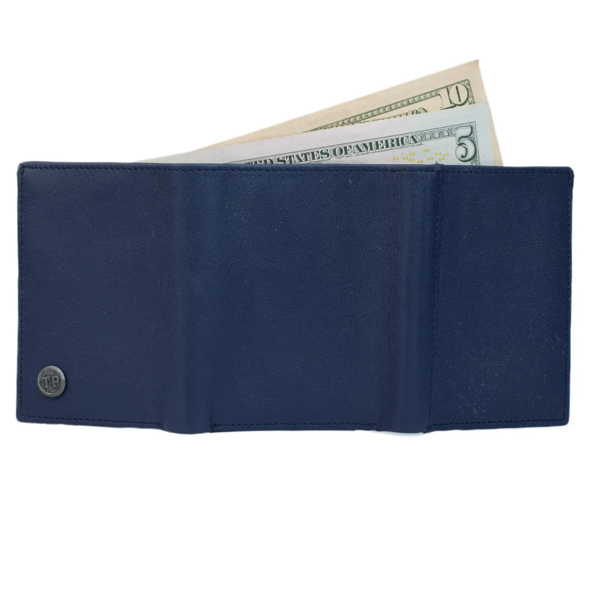 Tanners Pride Macon Genuine Leather RFID Wallet for Men | Tri-Fold Wallet - Navy Blue Handcrafted Full-Grain Leather (View 1)