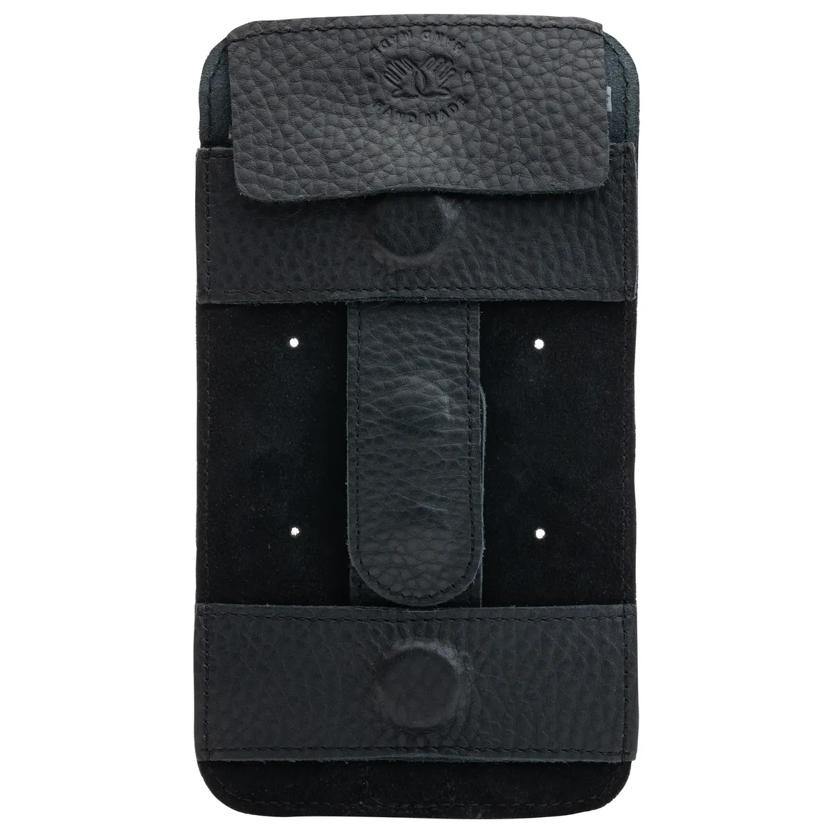 Tanners Pride Magnetic Phone Pouch - Midnight Black Handcrafted Full-Grain Leather (View 6)
