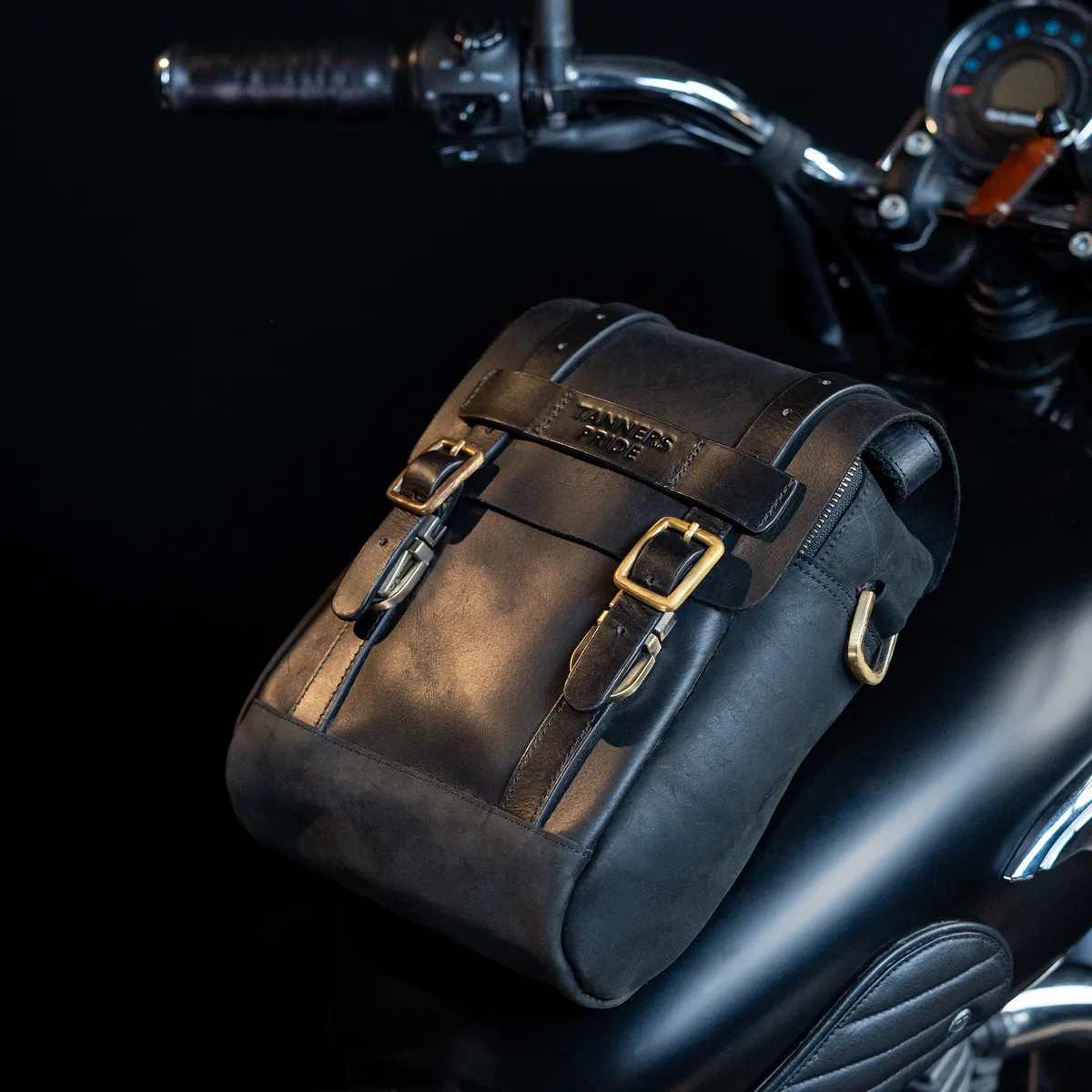 Tanners Pride Magnetic Rockstar Bag - Midnight Black Handcrafted Full-Grain Leather (View 1)