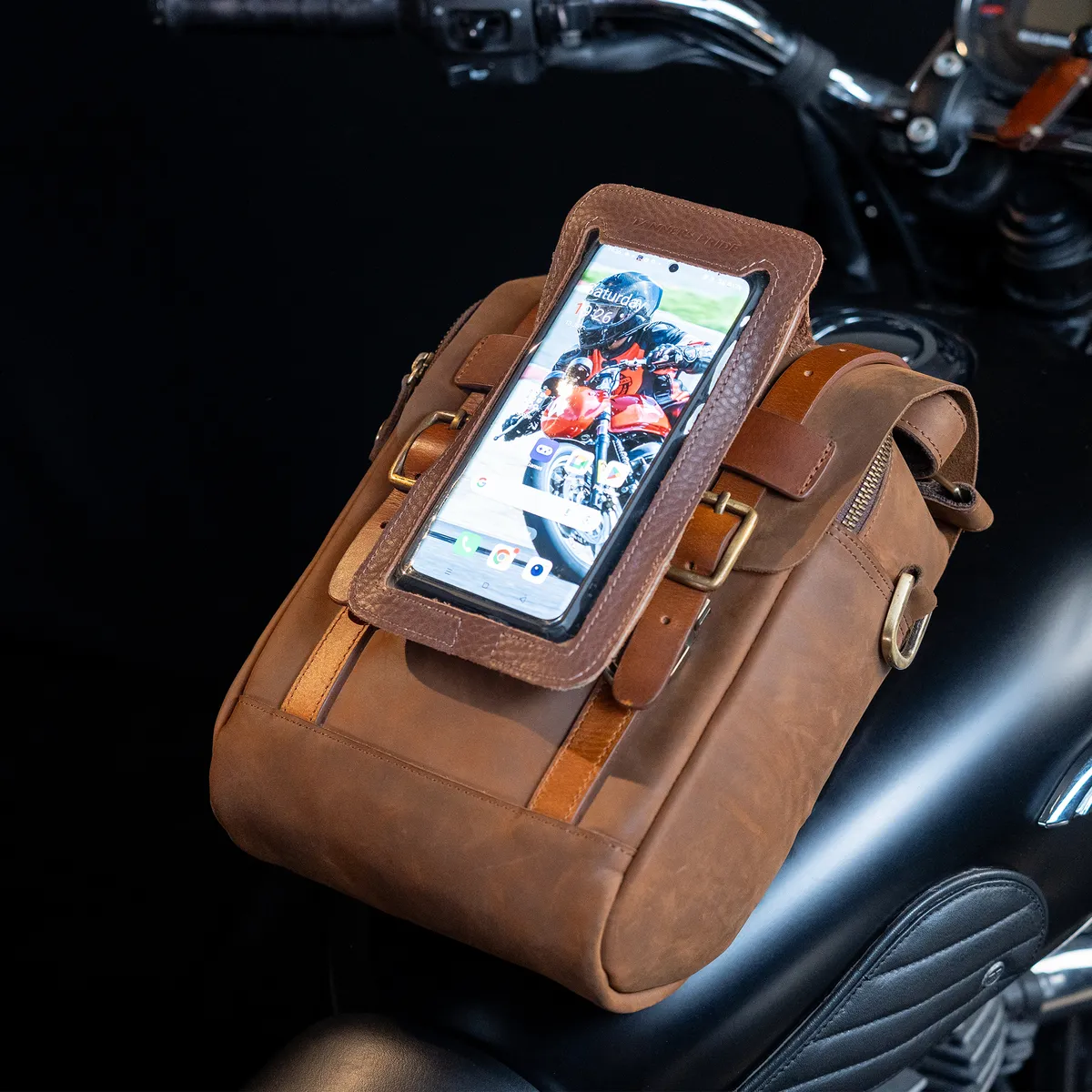 Tanners Pride Magnetic Rockstar Bag - Natural Tan Handcrafted Full-Grain Leather (View 7)