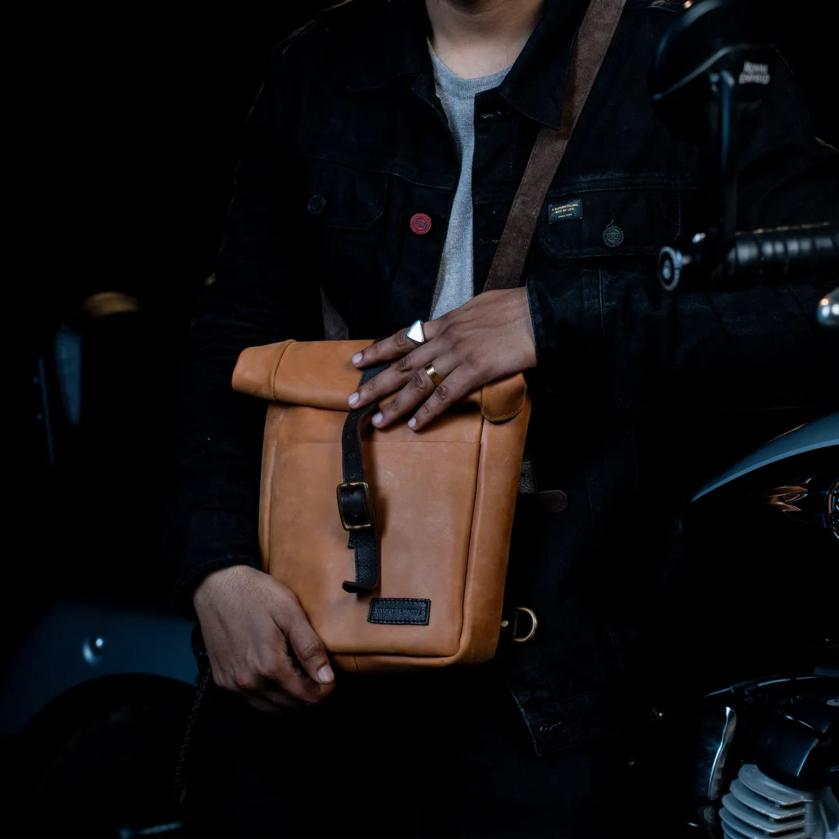 Tanners Pride Mini Leather Motorcycle Pannier Bag | Compact Saddle Bag - Natural Tan Handcrafted Full-Grain Leather (View 10)