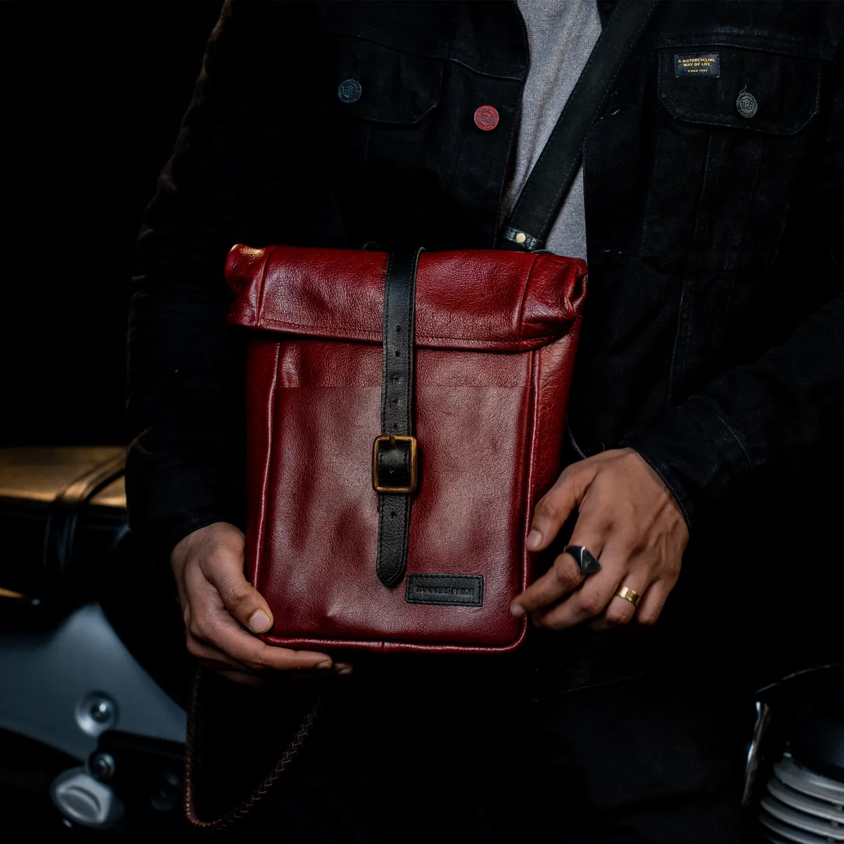 Tanners Pride Mini Leather Motorcycle Pannier Bag | Compact Saddle Bag - Vintage Red Handcrafted Full-Grain Leather (View 8)