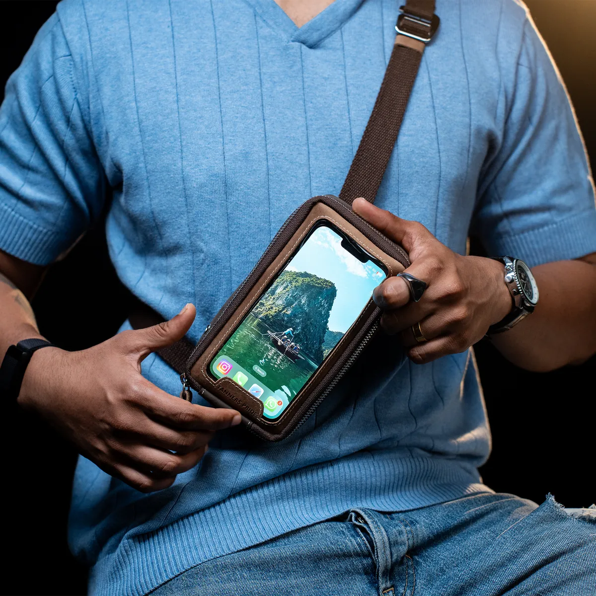 Tanners Pride Multi Essential Riding Case - Tobacco Brown Handcrafted Full-Grain Leather (View 4)