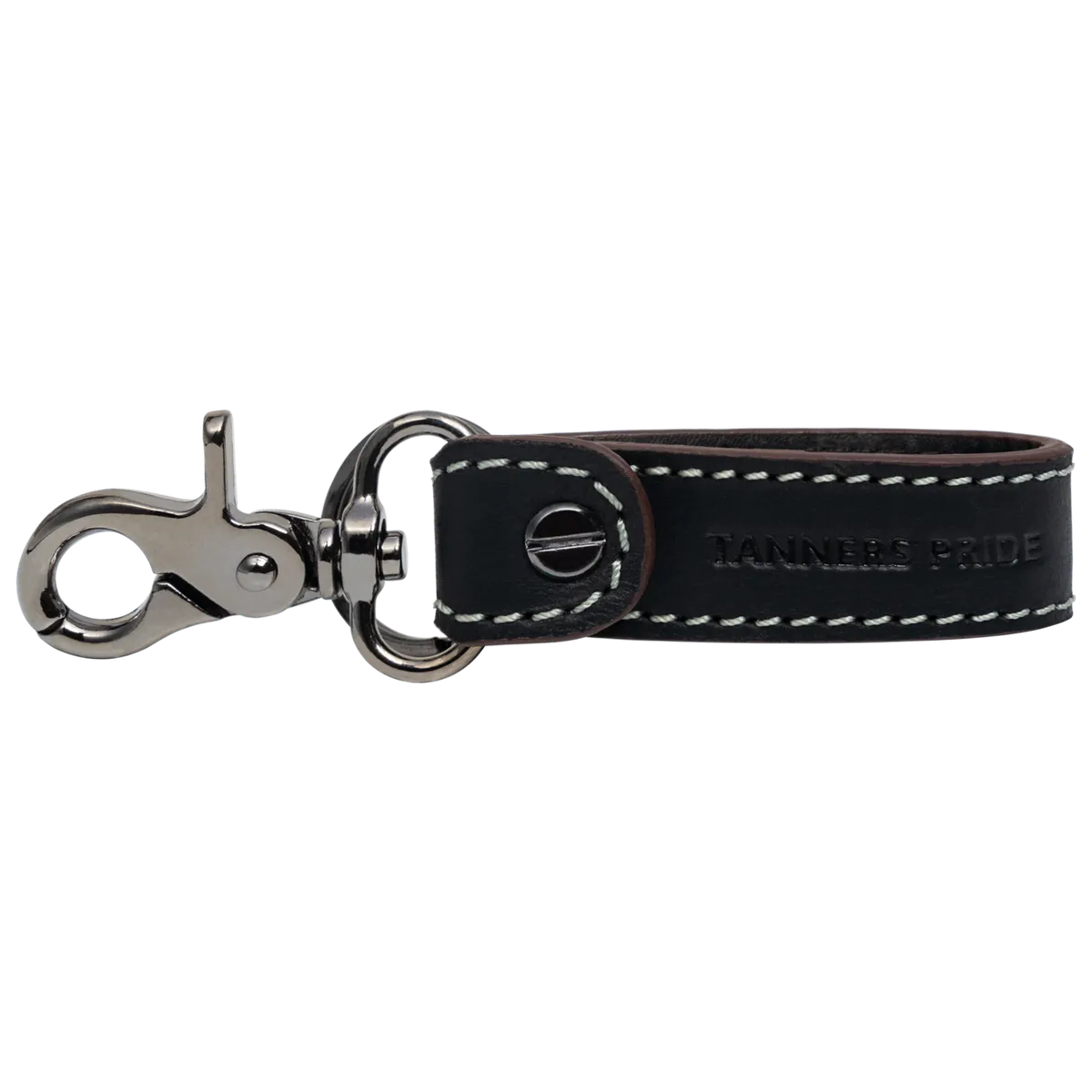 Tanners Pride Outback Leather Keychain with Antique Brass Hardware | Handmade Genuine Leather Key Holder - Midnight Black Handcrafted Full-Grain Leather (View 1)