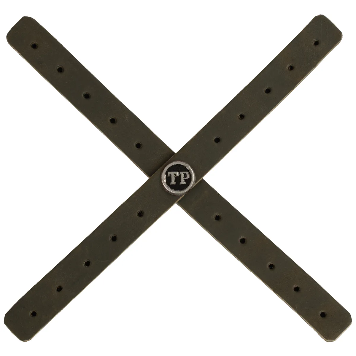 Tanners Pride Perforated Headlight Cross - Forest Green Handcrafted Full-Grain Leather (View 4)
