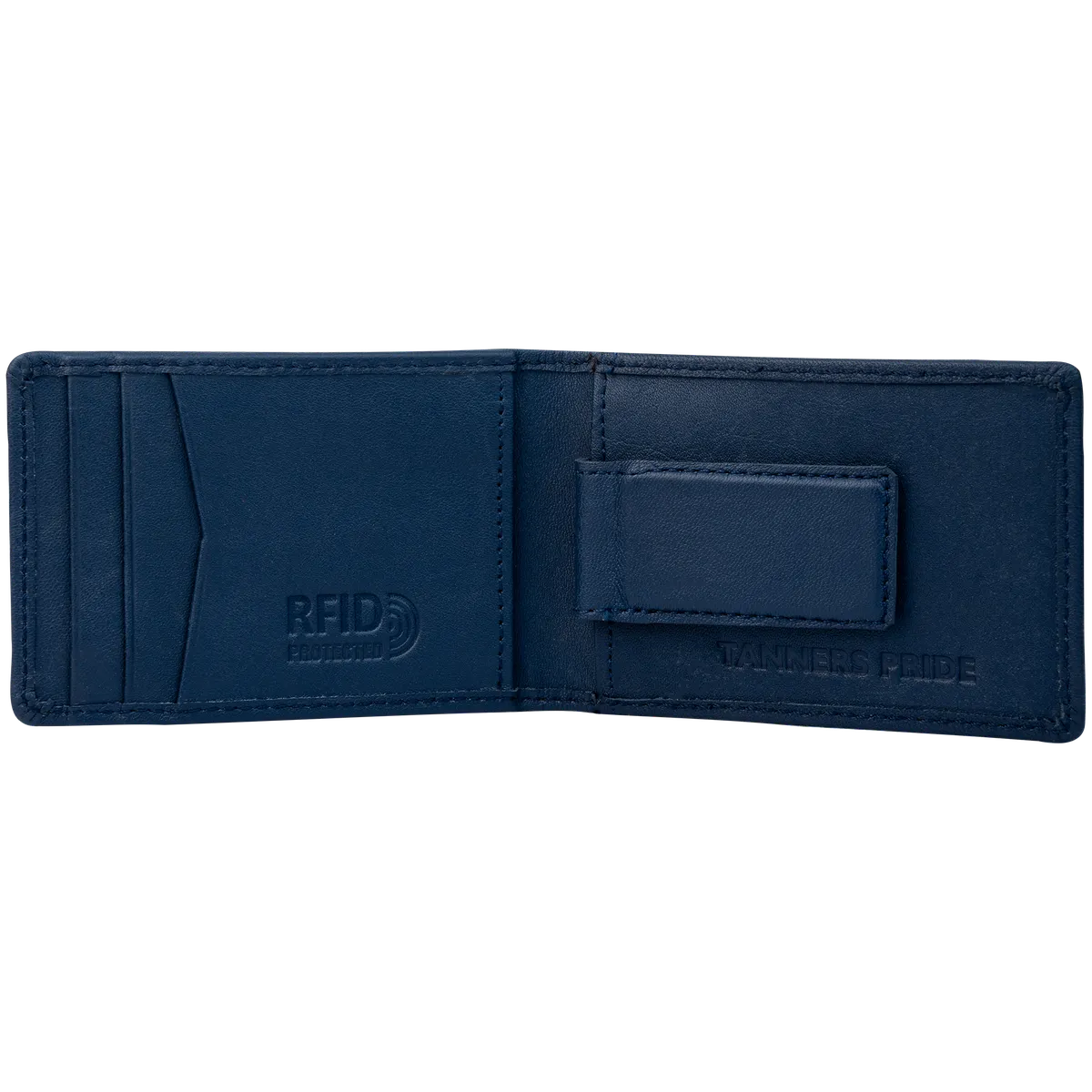 Tanners Pride Peter magnetic card case wallet - Navy Blue Handcrafted Full-Grain Leather (View 2)