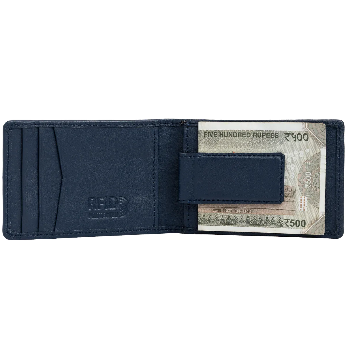 Tanners Pride Peter magnetic card case wallet - Navy Blue Handcrafted Full-Grain Leather (View 4)