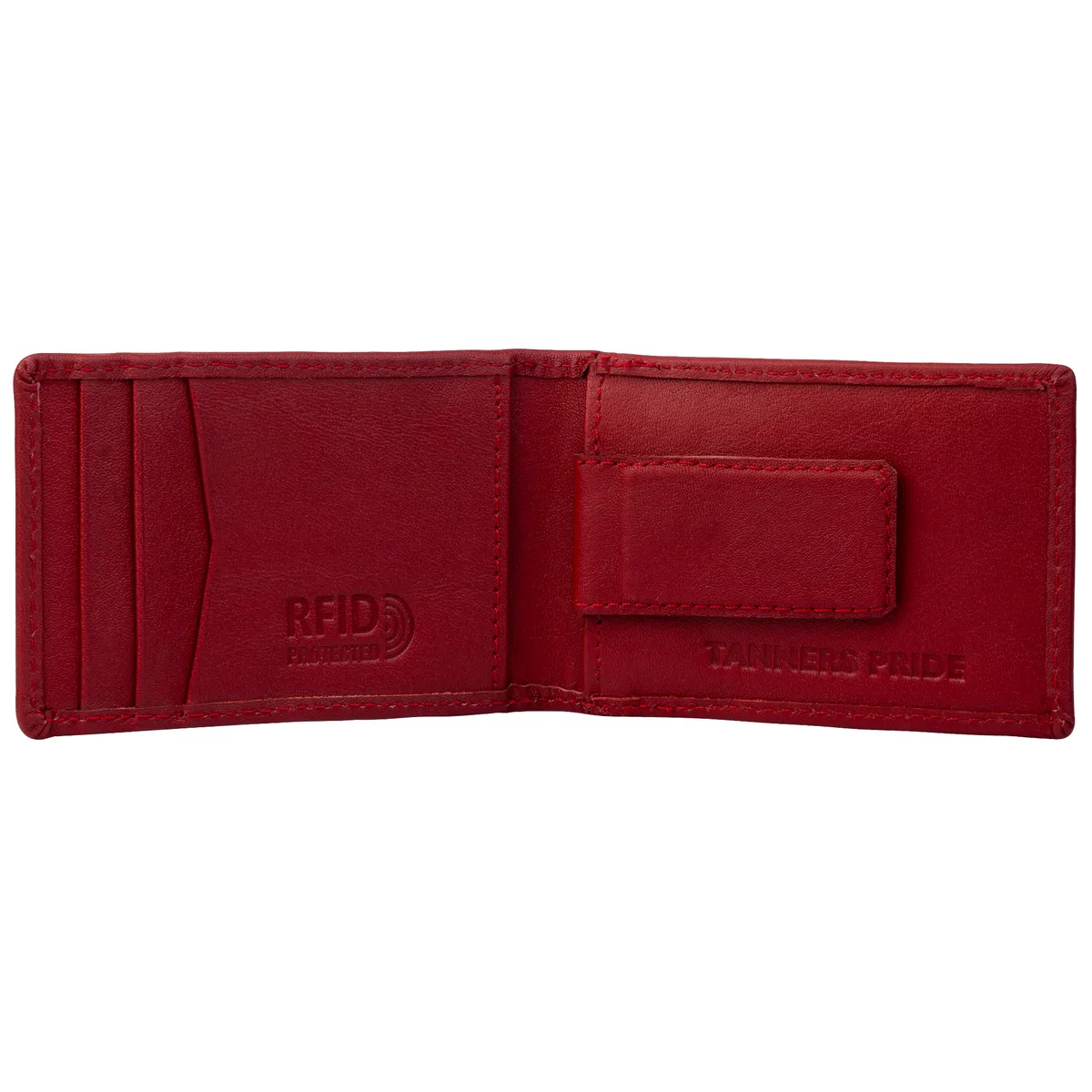 Tanners Pride Peter magnetic card case wallet - Vintage Red Handcrafted Full-Grain Leather (View 3)