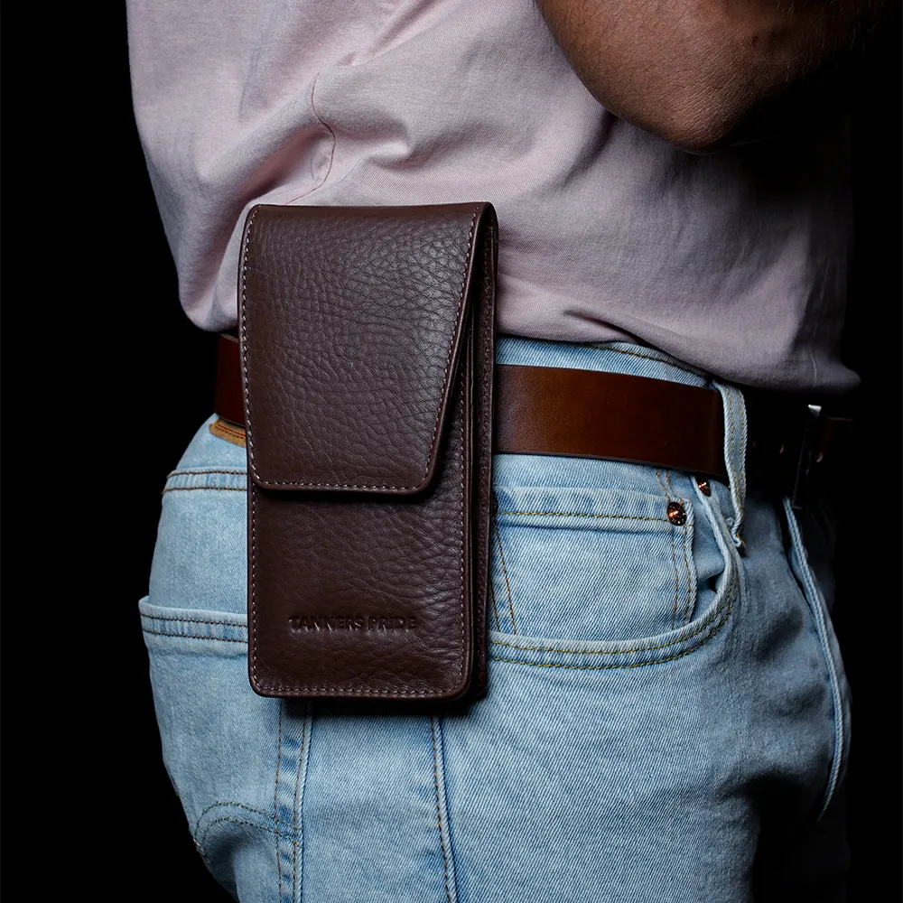 Tanners Pride Phone Case Belted - Tobacco Brown Handcrafted Full-Grain Leather (View 3)