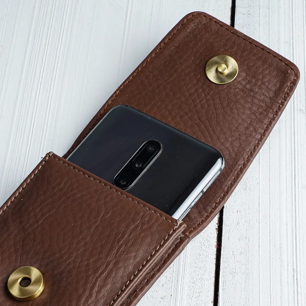 Tanners Pride Phone Case Belted - Tobacco Brown Handcrafted Full-Grain Leather (View 7)