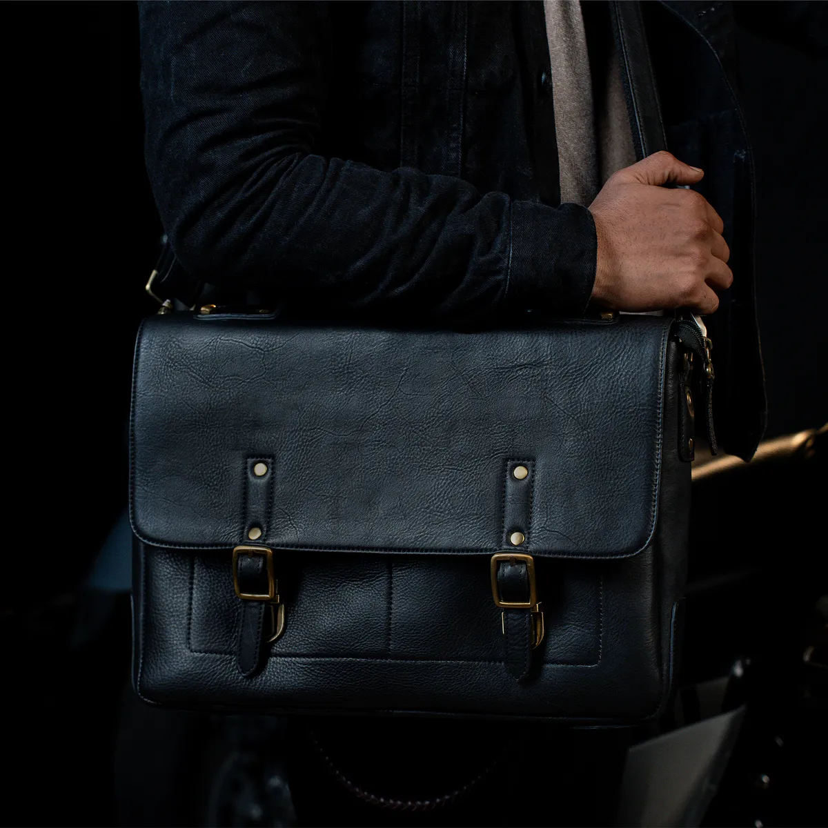 Tanners Pride Protector Genuine Leather Laptop Bag for Men | Office Briefcase - Midnight Black Handcrafted Full-Grain Leather (View 4)