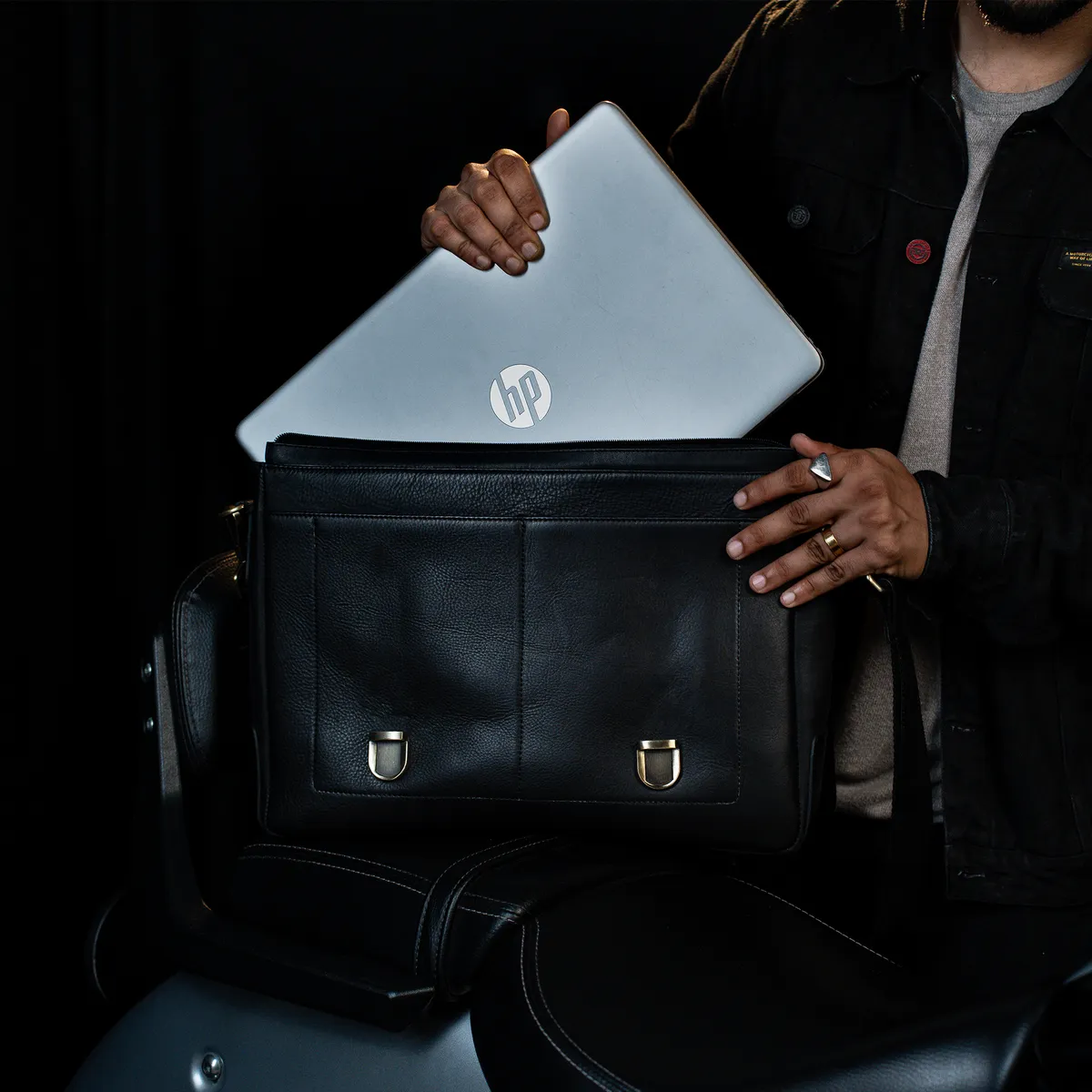 Tanners Pride Protector Genuine Leather Laptop Bag for Men | Office Briefcase - Midnight Black Handcrafted Full-Grain Leather (View 5)