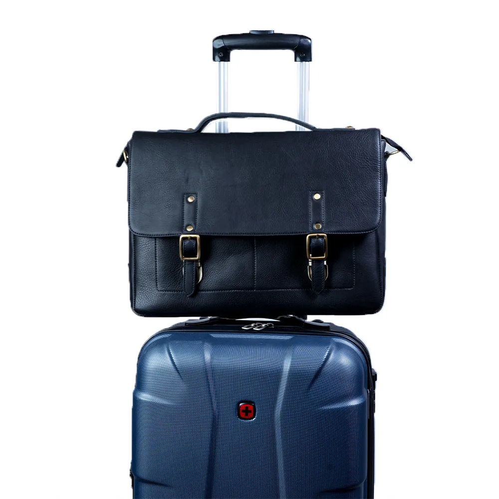 Tanners Pride Protector Genuine Leather Laptop Bag for Men | Office Briefcase - Midnight Black Handcrafted Full-Grain Leather (View 6)