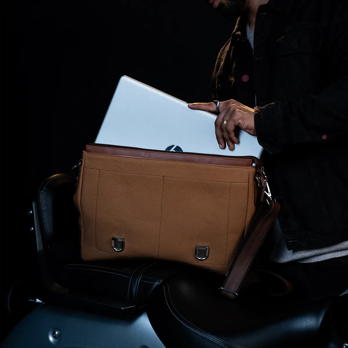 Tanners Pride Protector Genuine Leather Laptop Bag for Men | Office Briefcase - Tan Handweaved Handcrafted Full-Grain Leather (View 3)