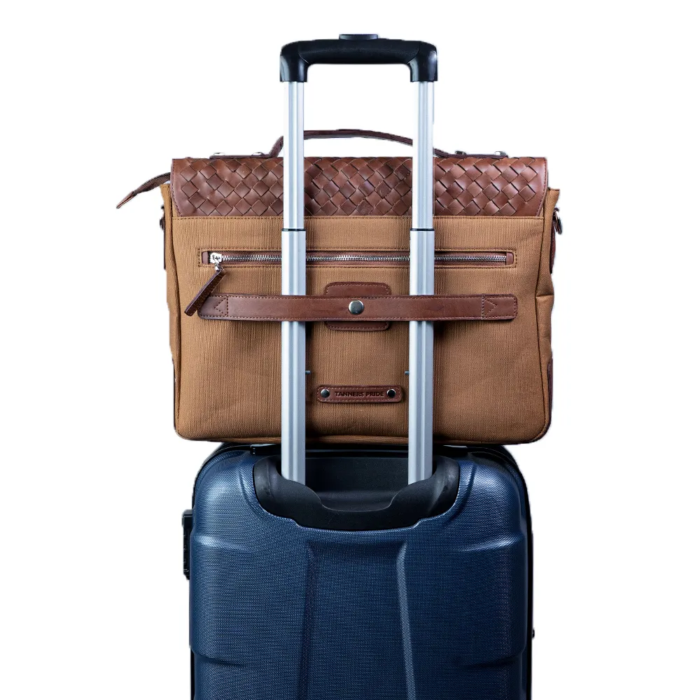 Tanners Pride Protector Genuine Leather Laptop Bag for Men | Office Briefcase - Tan Handweaved Handcrafted Full-Grain Leather (View 9)
