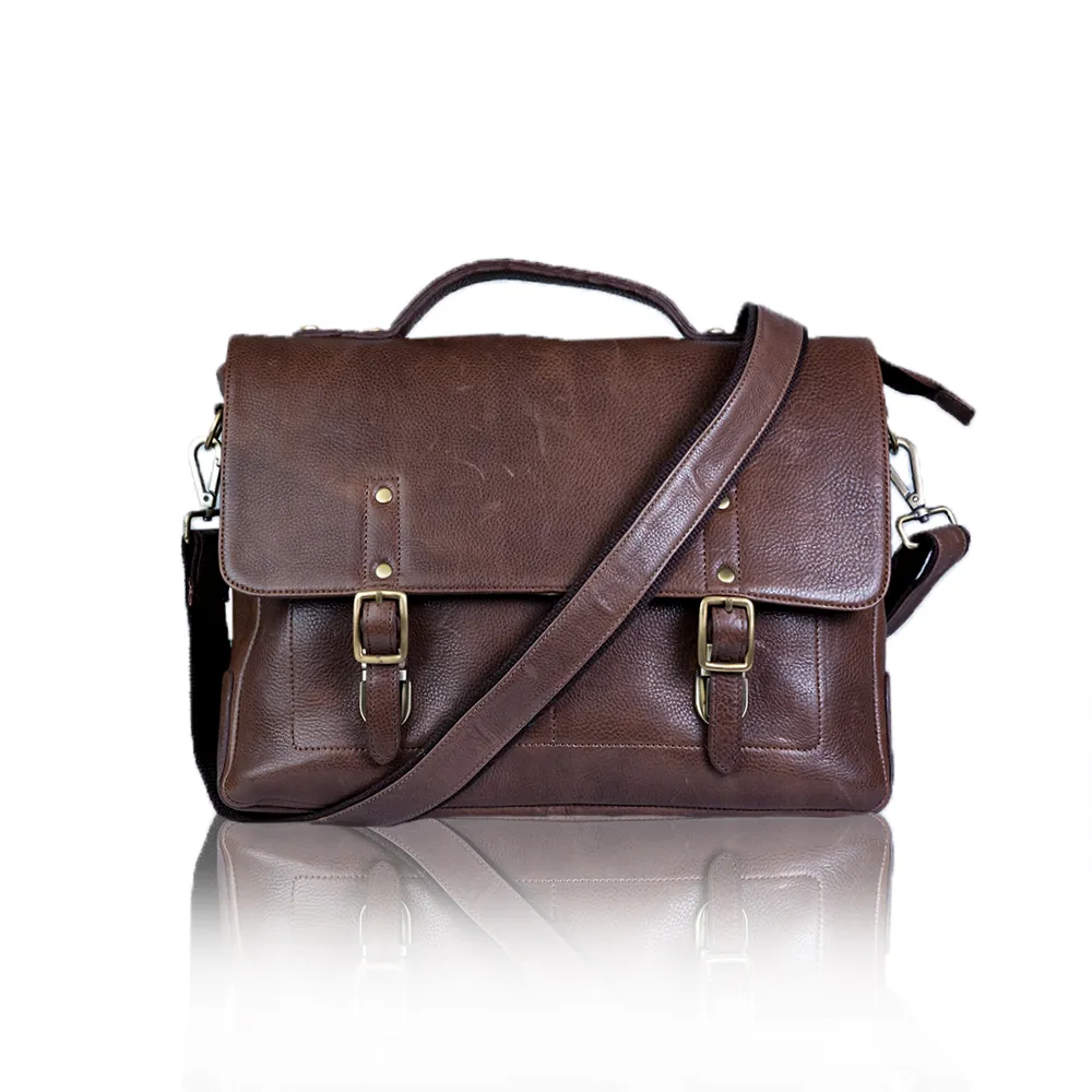 Tanners Pride Protector Genuine Leather Laptop Bag for Men | Office Briefcase - Tobacco Brown Handcrafted Full-Grain Leather (View 1)