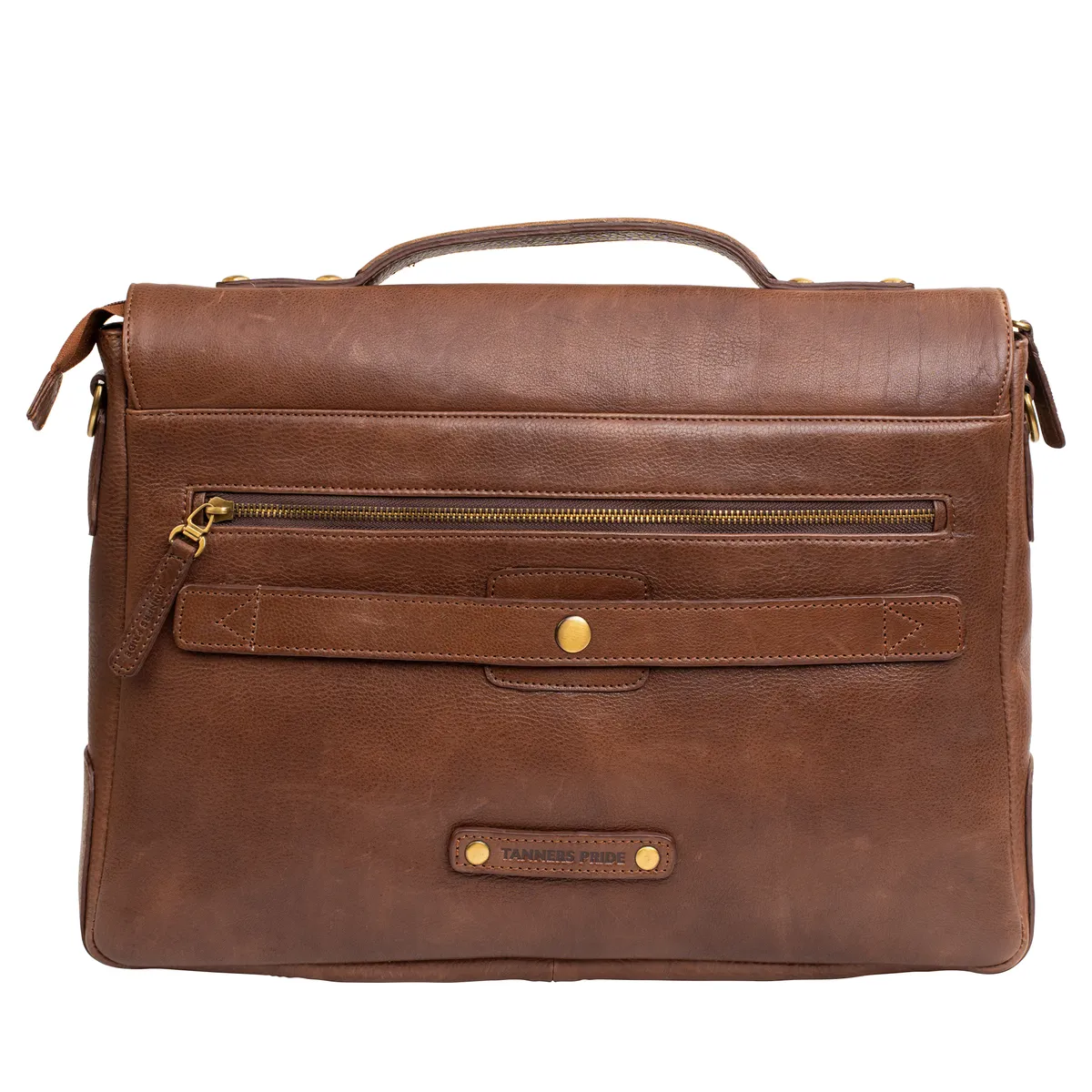 Tanners Pride Protector Genuine Leather Laptop Bag for Men | Office Briefcase - Tobacco Brown Handcrafted Full-Grain Leather (View 6)
