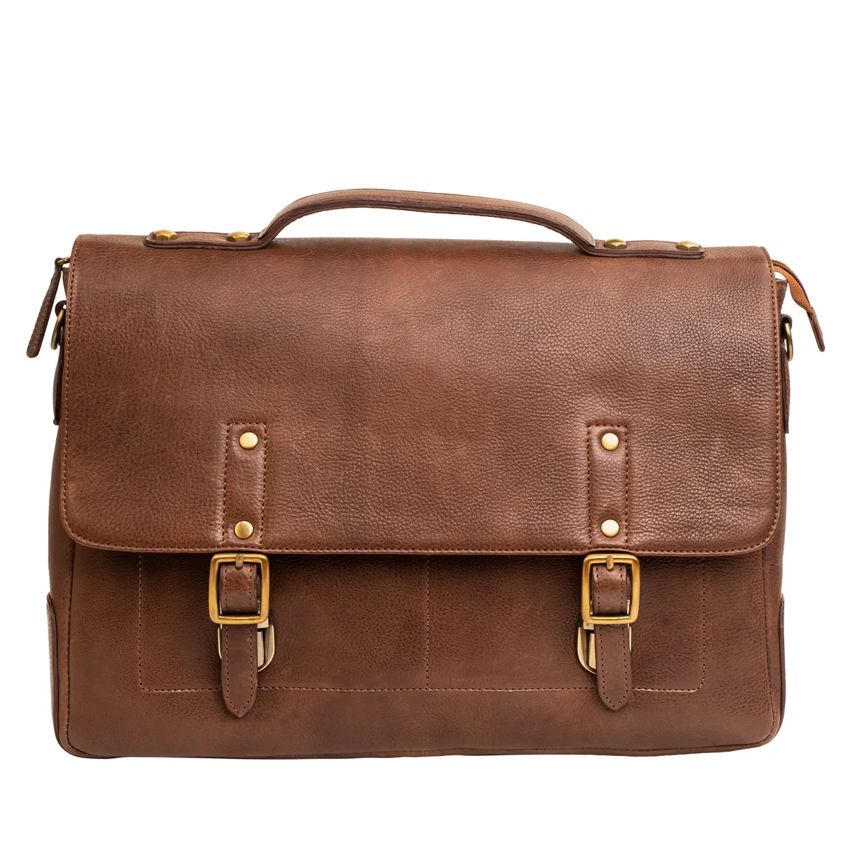 Tanners Pride Protector Genuine Leather Laptop Bag for Men | Office Briefcase - Tobacco Brown Handcrafted Full-Grain Leather (View 7)