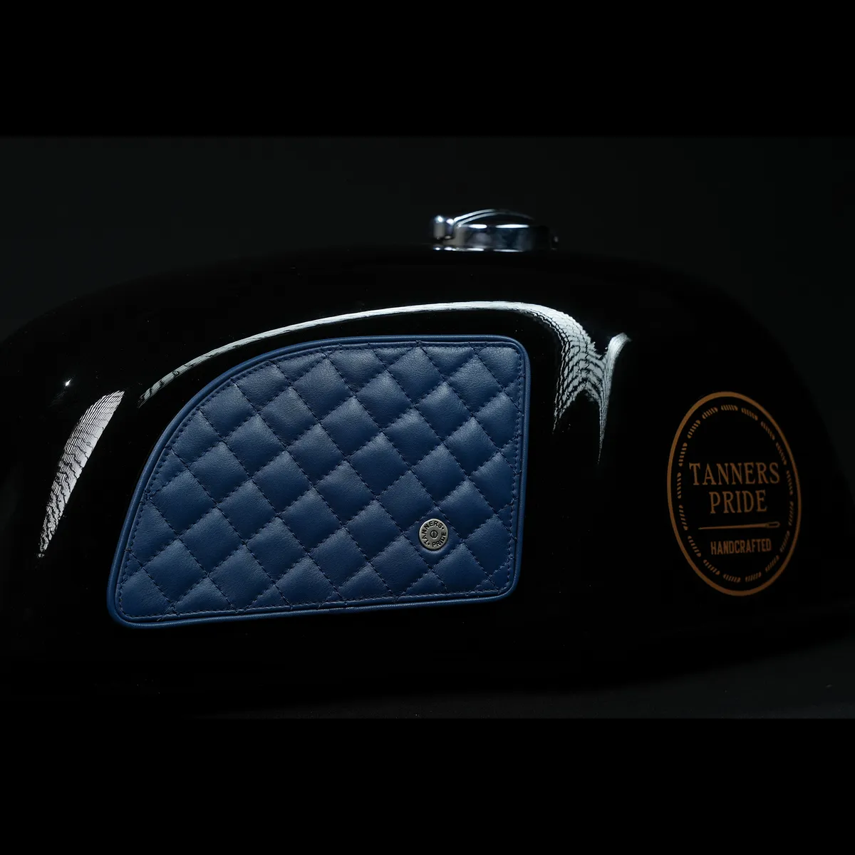 Tanners Pride Raised Diamond Tankpad (GT 650) - Navy Blue Handcrafted Full-Grain Leather (View 5)