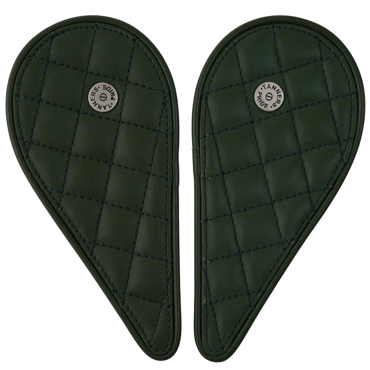 Tanners Pride Raised Diamond Tankpads (Meteor 350) - Forest Green Handcrafted Full-Grain Leather (View 3)