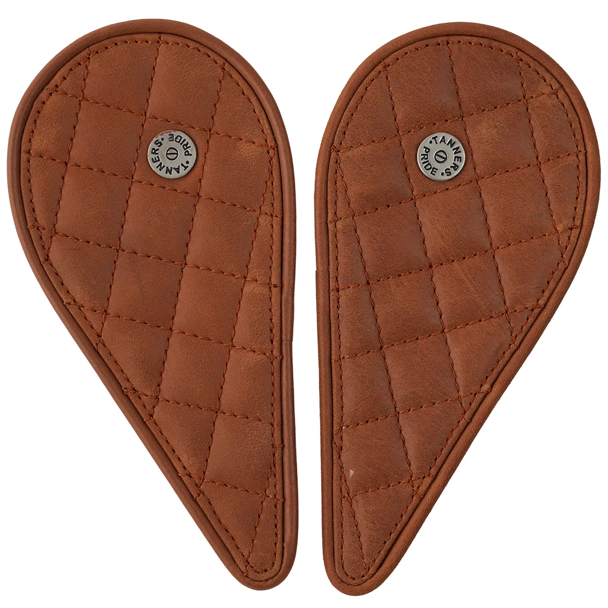 Tanners Pride Raised Diamond Tankpads (Meteor 350) - Natural Tan Handcrafted Full-Grain Leather (View 4)