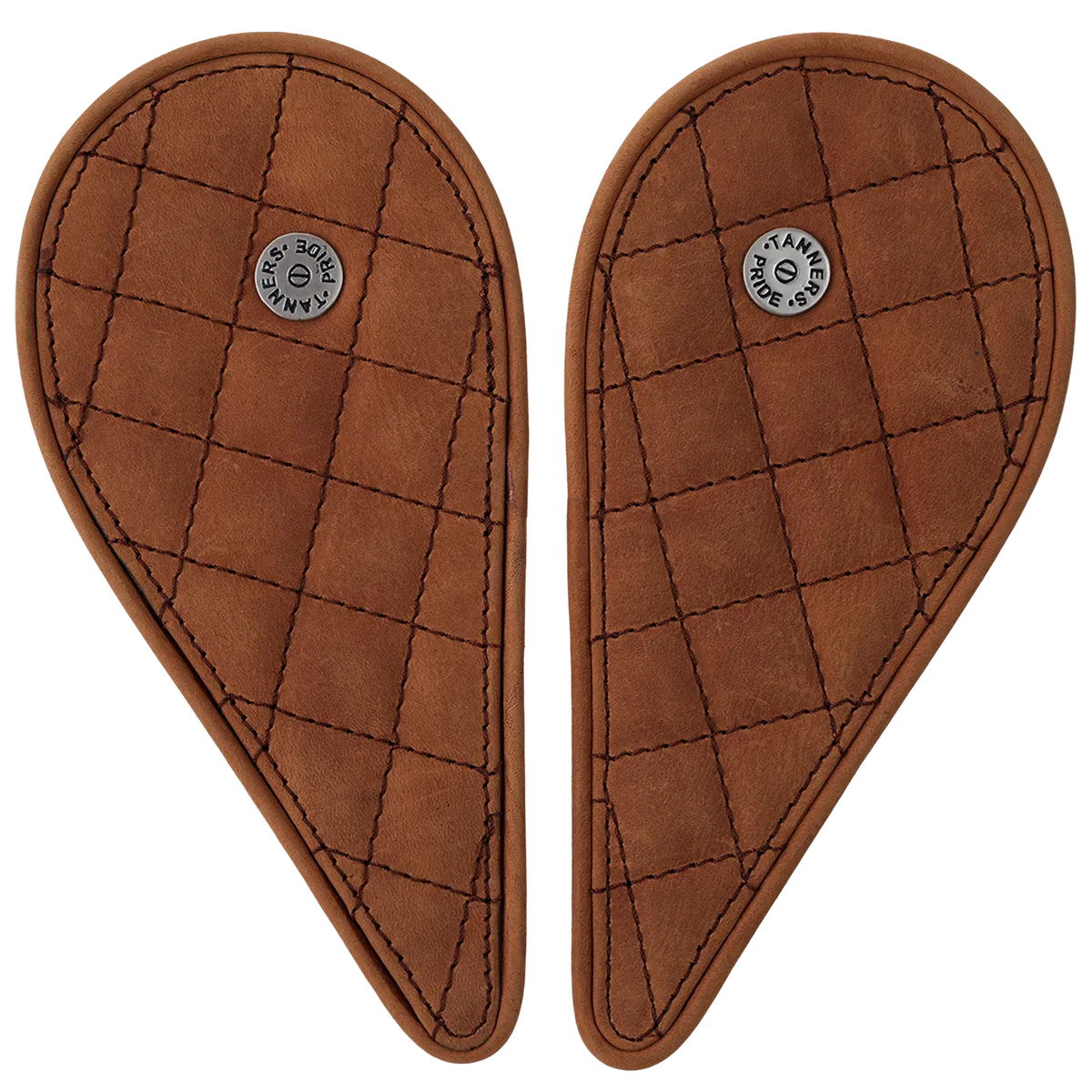 Tanners Pride Raised Diamond Tankpads (Meteor 350) - Tobacco Brown Handcrafted Full-Grain Leather (View 2)