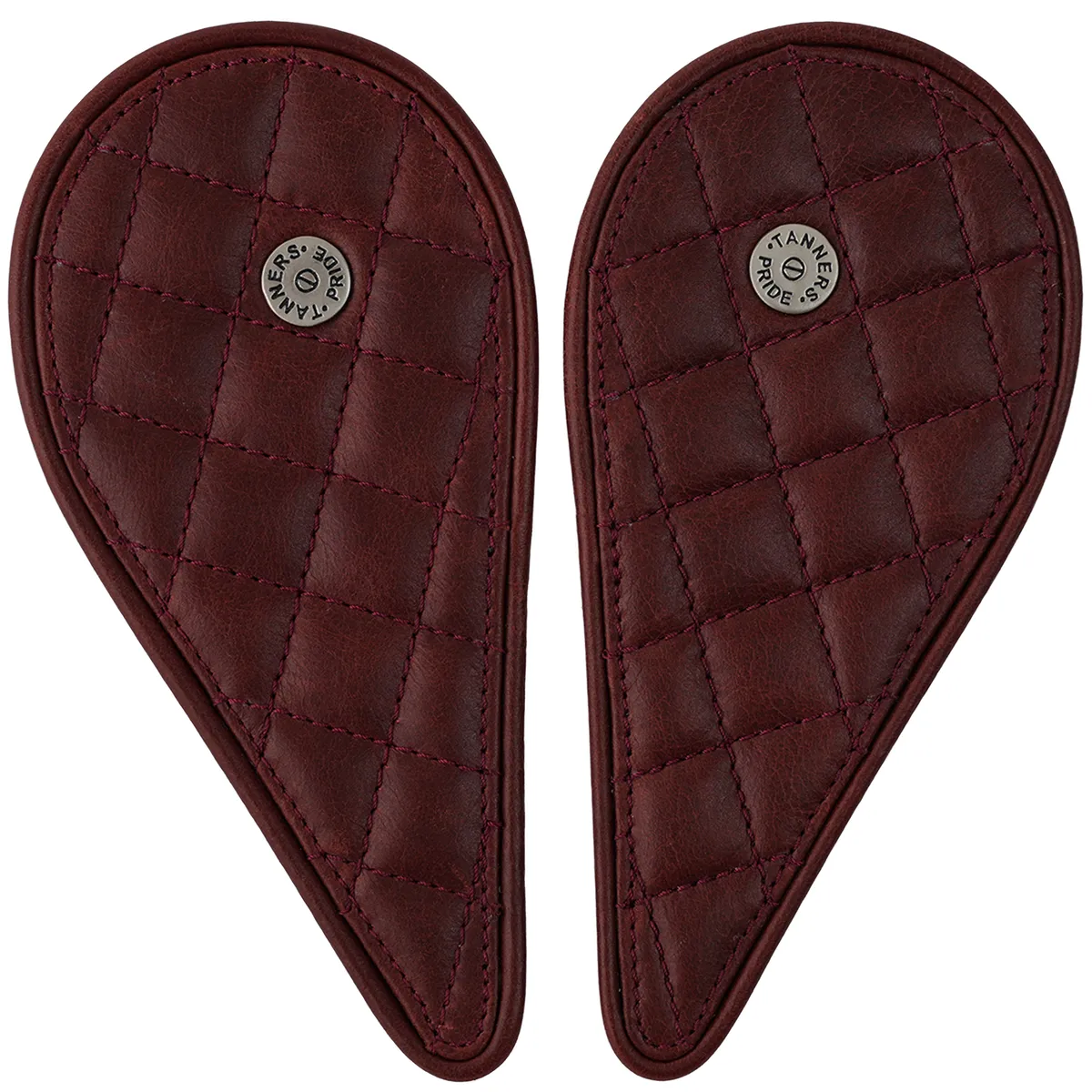 Tanners Pride Raised Diamond Tankpads (Meteor 350) - Vintage Red Handcrafted Full-Grain Leather (View 2)
