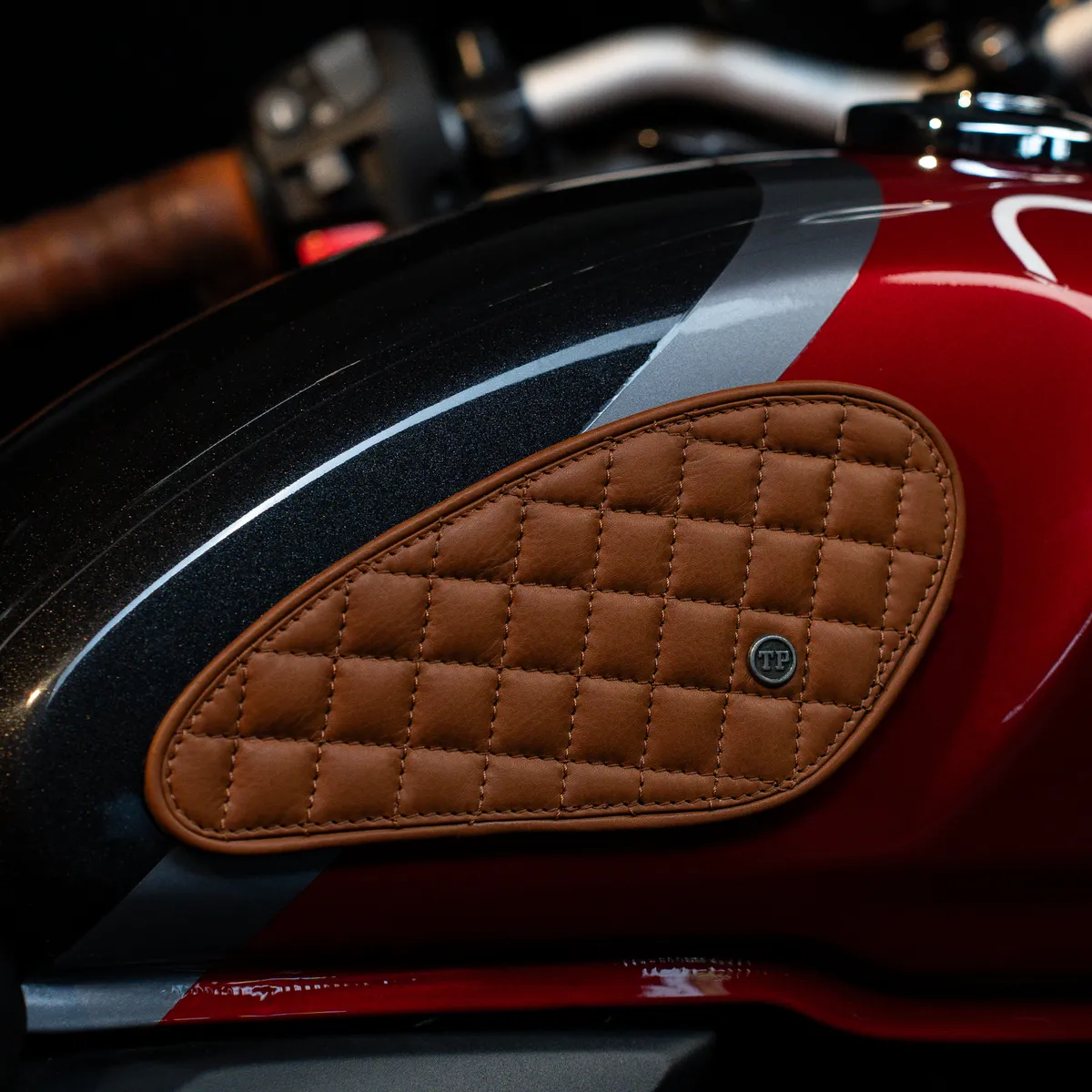 Tanners Pride Raised Diamond Tankpads (Triumph) - Natural Tan Handcrafted Full-Grain Leather (View 4)