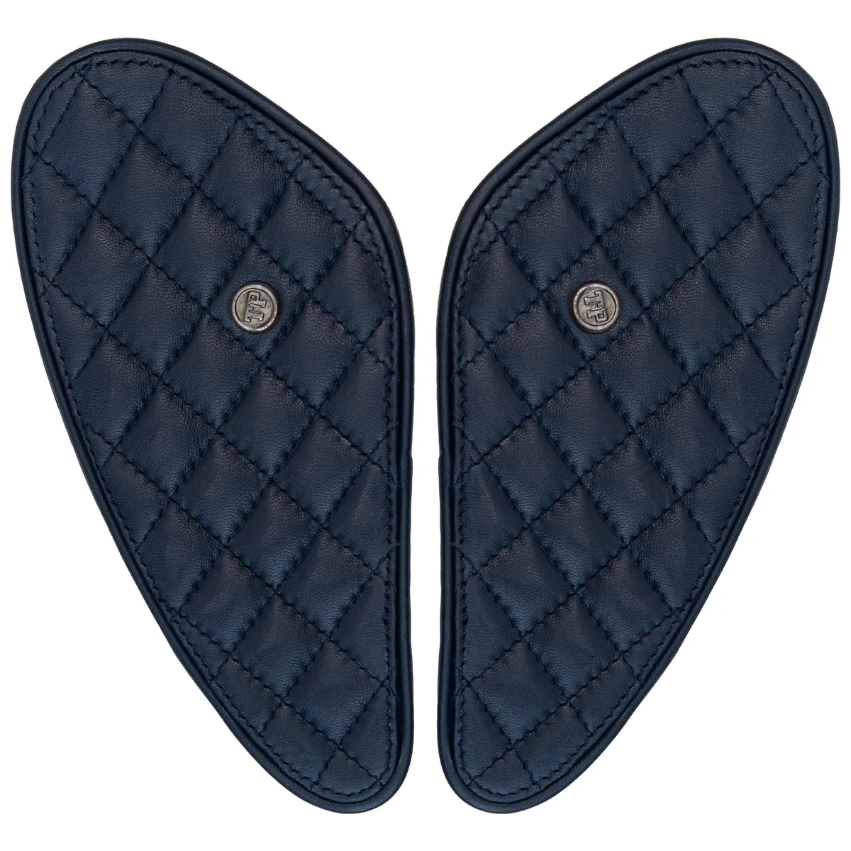 Tanners Pride Raised Diamond Tankpads (Triumph) - Navy Blue Handcrafted Full-Grain Leather (View 2)