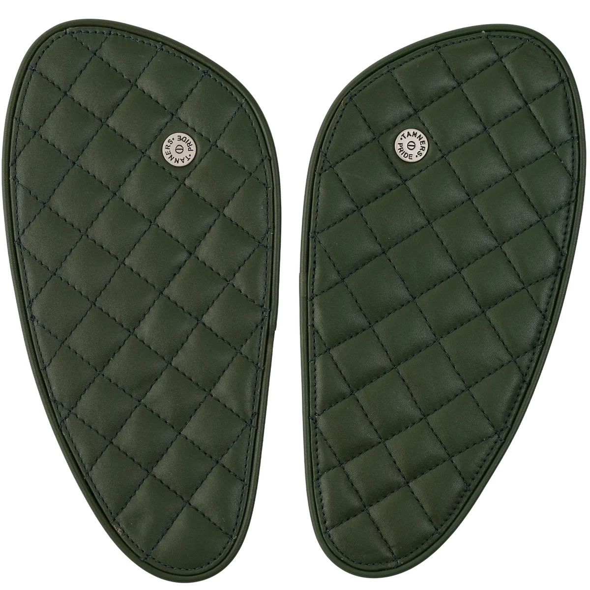 Tanners Pride Raised Diamond Tankpads (Interceptor 650) - Forest Green Handcrafted Full-Grain Leather (View 3)