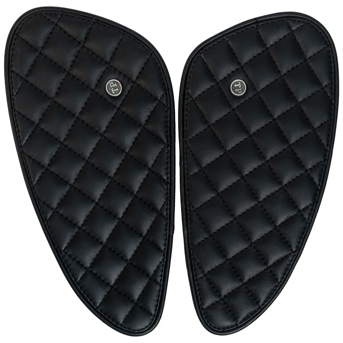 Tanners Pride Raised Diamond Tankpads (Interceptor 650) - Midnight Black Handcrafted Full-Grain Leather (View 3)