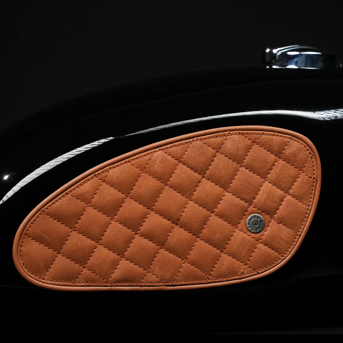 Tanners Pride Raised Diamond Tankpads (Interceptor 650) - Natural Tan Handcrafted Full-Grain Leather (View 1)