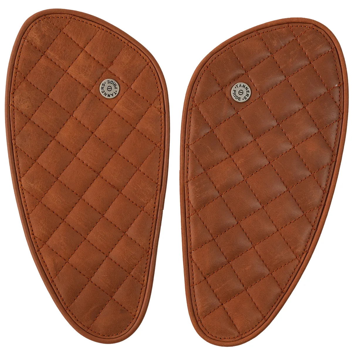 Tanners Pride Raised Diamond Tankpads (Interceptor 650) - Natural Tan Handcrafted Full-Grain Leather (View 2)