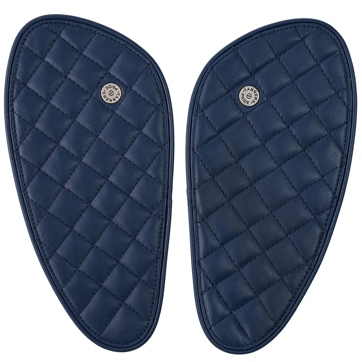 Tanners Pride Raised Diamond Tankpads (Interceptor 650) - Navy Blue Handcrafted Full-Grain Leather (View 1)