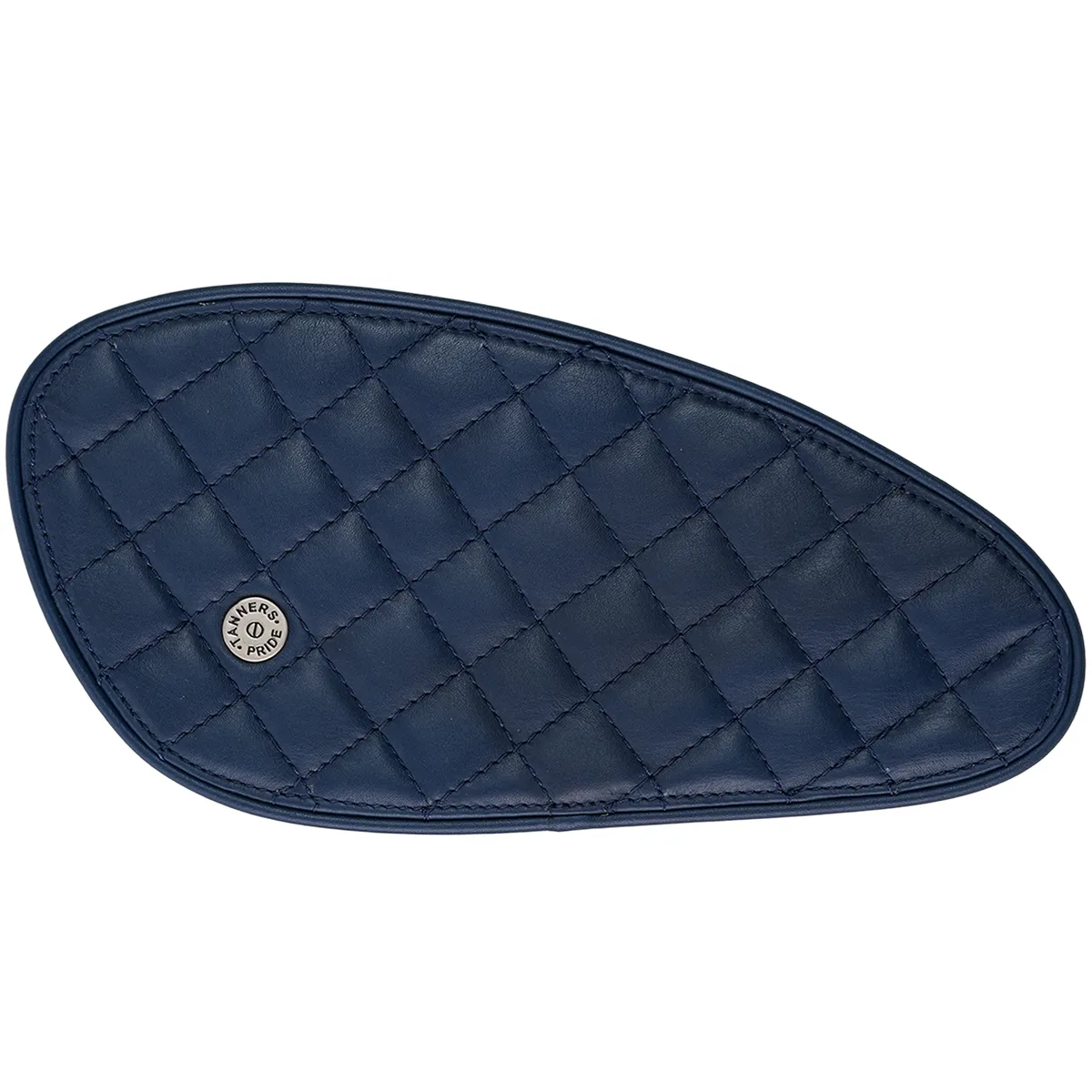 Tanners Pride Raised Diamond Tankpads (Interceptor 650) - Navy Blue Handcrafted Full-Grain Leather (View 3)